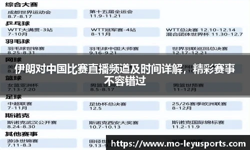 伊朗对中国比赛直播频道及时间详解，精彩赛事不容错过